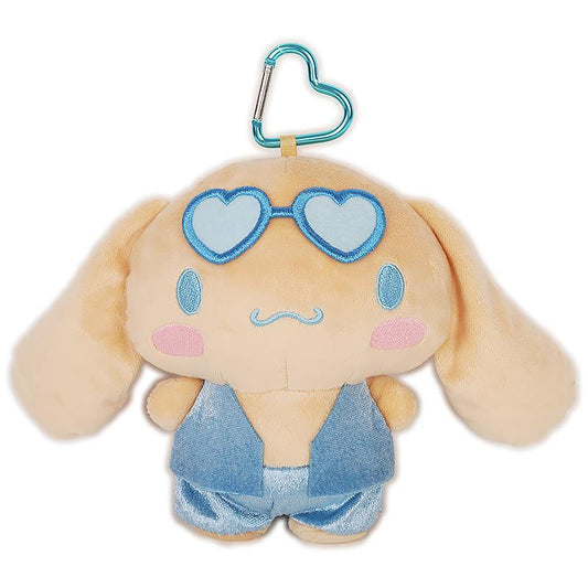 SANRIO | Cinnamoroll Mini Plush Pouch with Carabiner Keychain Bag Charm 150mm Approx. (Tan Swimsuit Party)