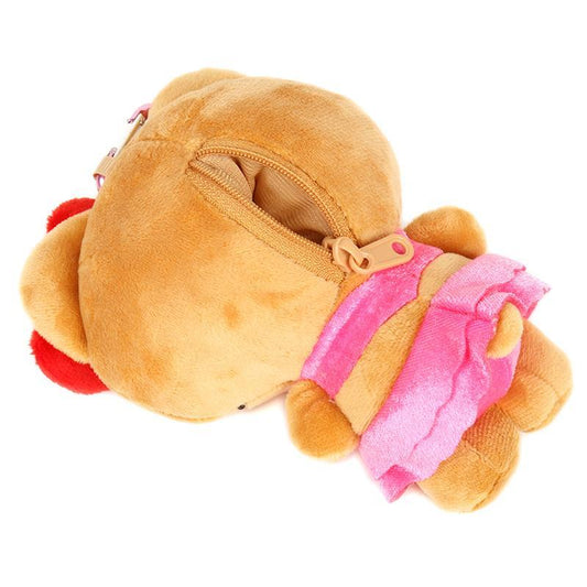 SANRIO | Hello Kitty Mini Plush Pouch with Carabiner Keychain Bag Charm 150mm Approx. (Tan Swimsuit Party)