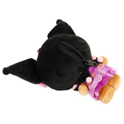 SANRIO | Kuromi Mini Plush Pouch with Carabiner Keychain Bag Charm 150mm Approx. (Tan Swimsuit Party)