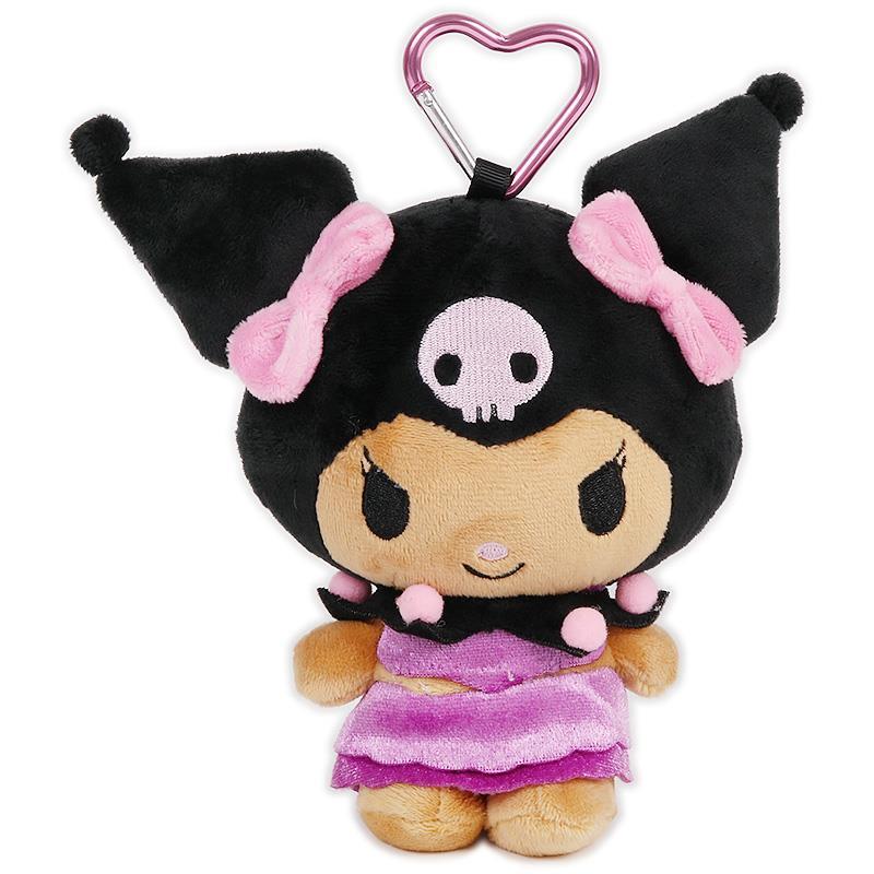 SANRIO | Kuromi Mini Plush Pouch with Carabiner Keychain Bag Charm 150mm Approx. (Tan Swimsuit Party)