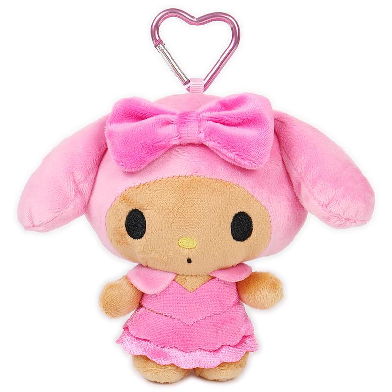 SANRIO | My Melody Mini Plush Pouch with Carabiner Keychain Bag Charm 150mm Approx. (Tan Swimsuit Party)