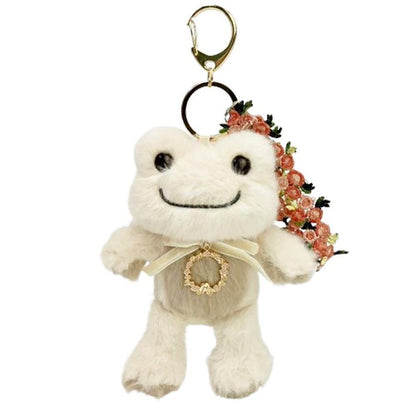 Pickles the Frog | Plush Keychain Macot Holder H15×W11×D5cm (Enchante Beige)