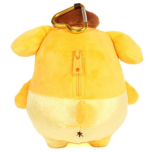 SANRIO | Pom Pom Purin Pompompurin Mini Plush Pouch with Carabiner Keychain Bag Charm 150mm Approx. (Tan Swimsuit Party)