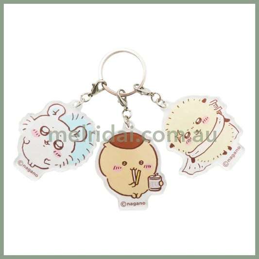 Chiikawa | Acrylic Keychain H55×W55Mm (Kuri - Manju&Momonga&Rakko) 吉伊卡哇 亚克力钥匙链 三联(栗子馒头&莫莫咖/飞鼠&獭师)