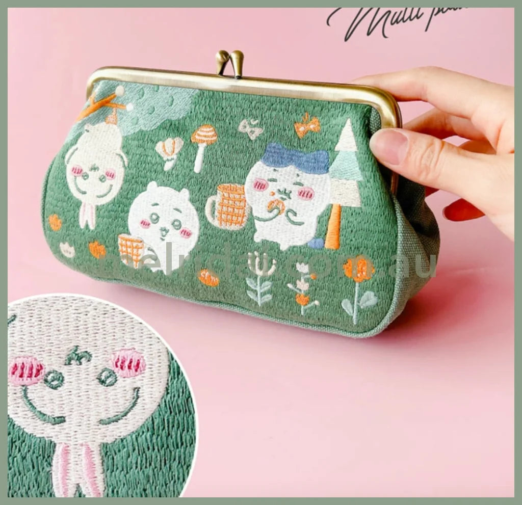 Chiikawa | Clasp Embroidery Multi Pouch 20Cm×14Cm×6Cm 吉伊卡哇 长款 刺绣多用口金包/零钱包/手拿包