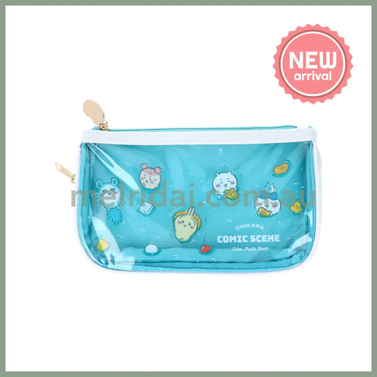 CHIIKAWA | Clear Flat Pencil Case H110 x W195 x D20mm (River Comic Scene Cider Fruit Punch)