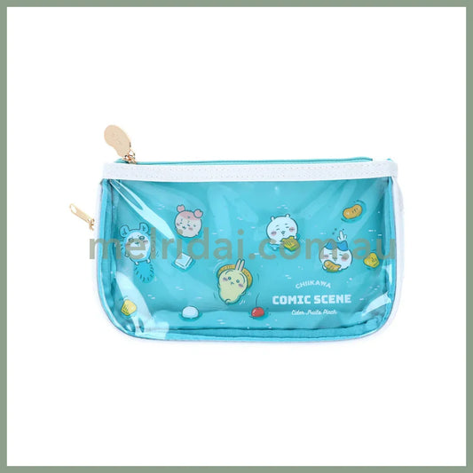 CHIIKAWA | Clear Flat Pencil Case H110 x W195 x D20mm (River Comic Scene Cider Fruit Punch)