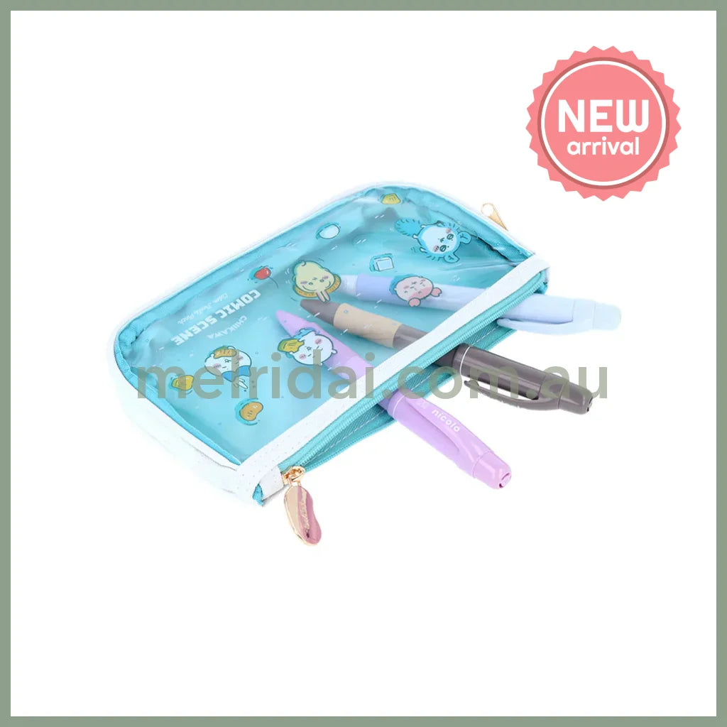 CHIIKAWA | Clear Flat Pencil Case H110 x W195 x D20mm (River Comic Scene Cider Fruit Punch)