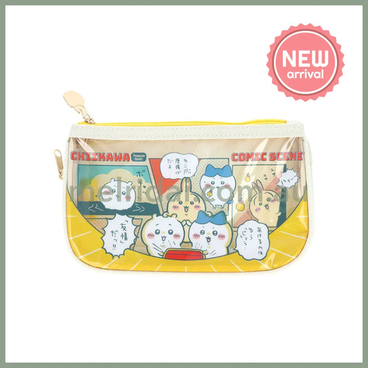 CHIIKAWA | Clear Flat Pencil Case H110 x W195 x D20mm (River Comic Scene Cider Treasure)