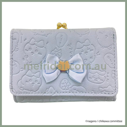 CHIIKAWA | Hachiware Trifold Wallet Clasp Purse 77x106x30mm (Gold Blue Embossed)