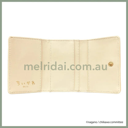 CHIIKAWA | Hachiware Trifold Wallet Clasp Purse 77x106x30mm (Gold Blue Embossed)