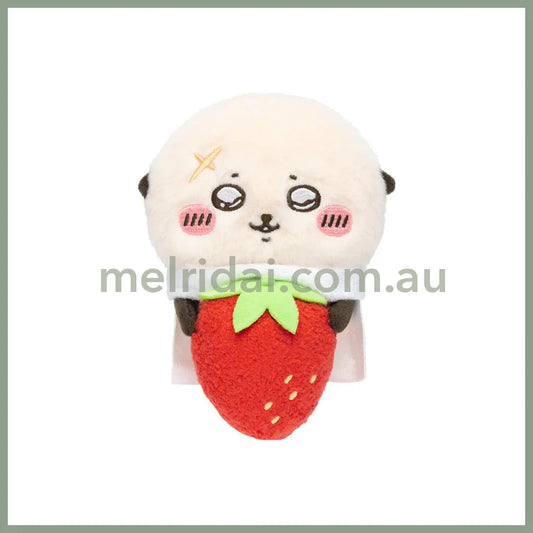 CHIIKAWA | Rakko with Strawberry Monitor Plush Toy 120×75×75mm (Hook-and-loop Watching from Your Desktop)