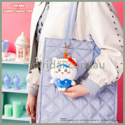 CHIIKAWA x SANRIO | Hachiware x Hello Kitty Kiramekko Vinyl Plush Keychains Bag Charm 140×115×75mm