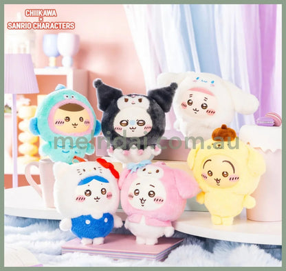 CHIIKAWA x SANRIO | Hachiware x Hello Kitty Kiramekko Vinyl Plush Keychains Bag Charm 140×115×75mm
