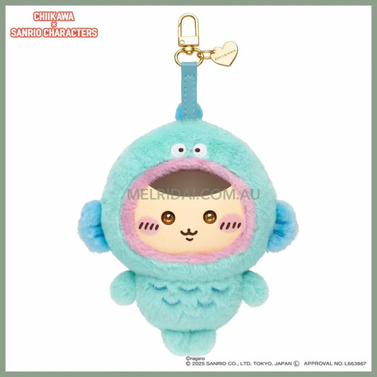CHIIKAWA x SANRIO | Kurimanju x Hangyodon Kiramekko Vinyl Plush Keychains Bag Charm 140×115×75mm