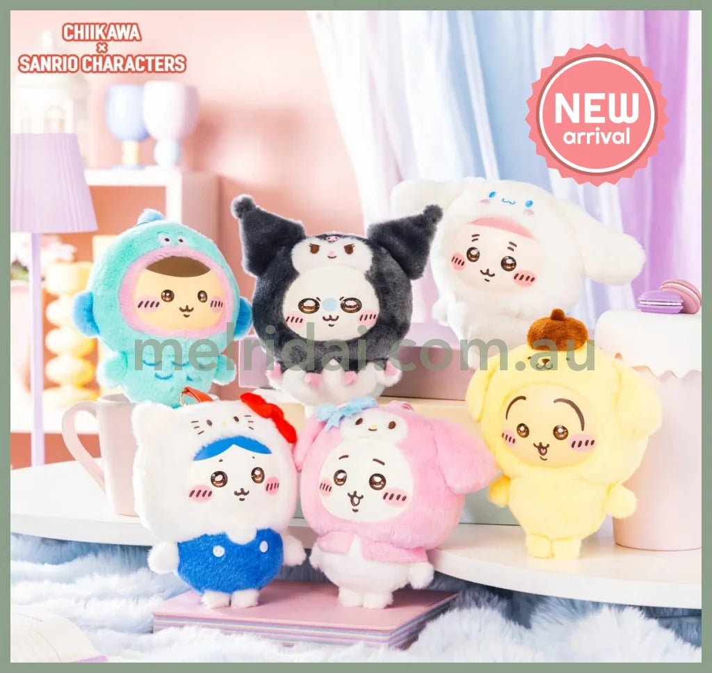 CHIIKAWA x SANRIO | Momonga x Kuromi Kiramekko Vinyl Plush Keychains Bag Charm 140×115×75mm