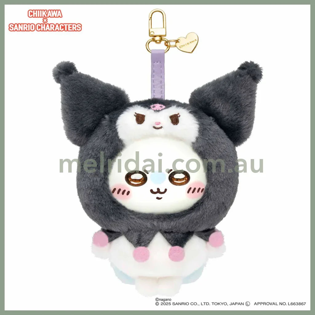 CHIIKAWA x SANRIO | Momonga x Kuromi Kiramekko Vinyl Plush Keychains Bag Charm 140×115×75mm