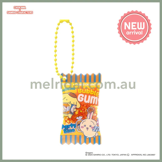 Chiikawa x Sanrio | Pom Pom Purin Pompompurin x Usagi Shaka Shaka Sweets Keychain 60x30x10mm (Supermarket)