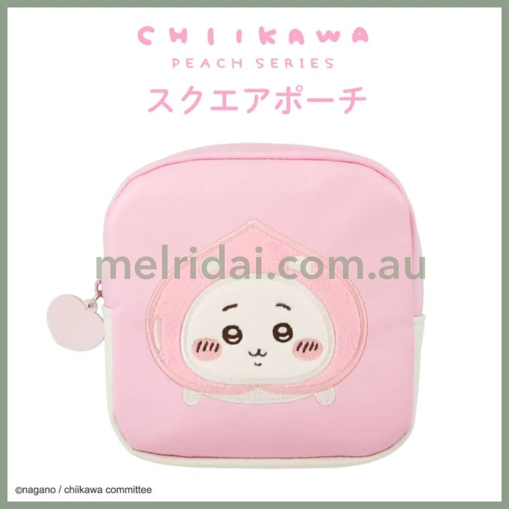 CHIIKAWA x SHOBIDO | Peach Series Square Pouch W130×H130×D40mm (Chiikawa)