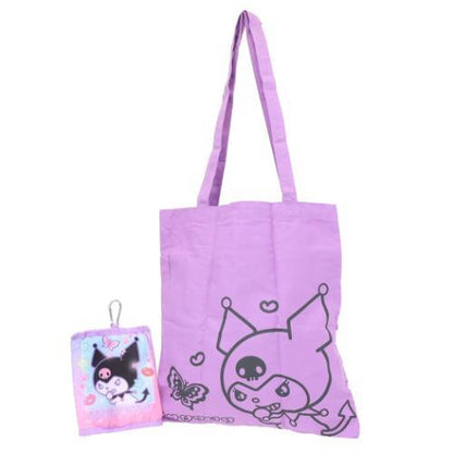 SANRIO | Kuromi Foldable Tote Bag With Pouch Carabiner (Heart pounding Memories Heisei Retro)