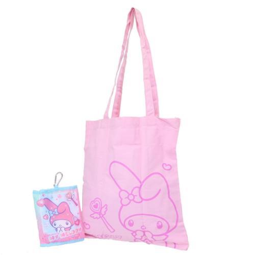 SANRIO | My Melody Foldable Tote Bag With Pouch Carabiner (Heart pounding Memories Heisei Retro)