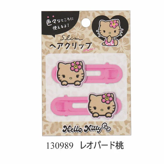 SANRIO | Hello Kitty Slim Hair Clip 20×60mm (Tan Kitty Gal Pink)