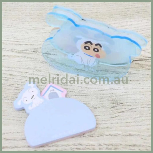 Crayon Shin-chan | Memo Clip Stand & Memo Pad Sticking Out Paper Clip (2 style x 15 pieces) H60×W70×D20mm (Shiro)
