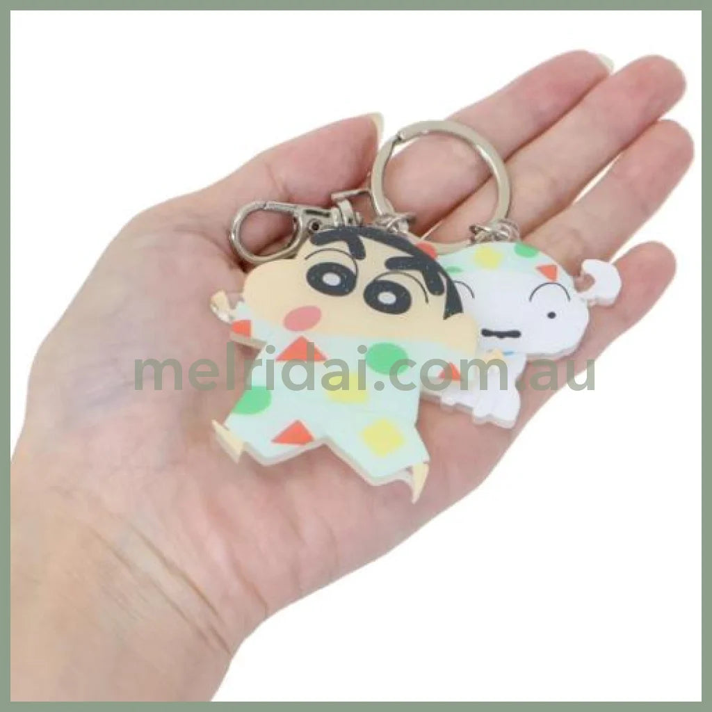 CRAYON SHIN-CHAN | Shinchan Die-Cut Twin Keychain Pajama Shin And Shiro 69x77x3mm