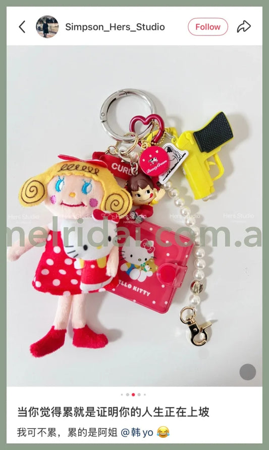 Curly collection x Hello Kitty | Mascot Holder Plush Keychain Pearl Chain Bag Charm