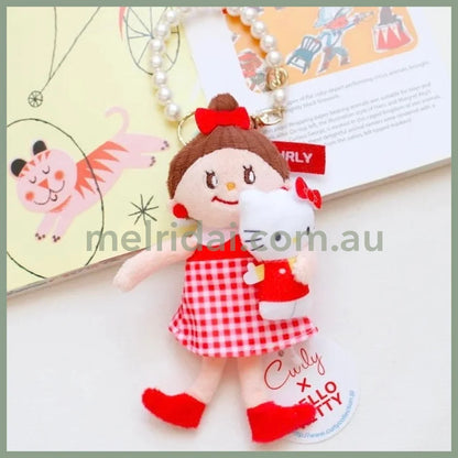 Curly collection x Hello Kitty | Mascot Holder Plush Keychain Pearl Chain Bag Charm