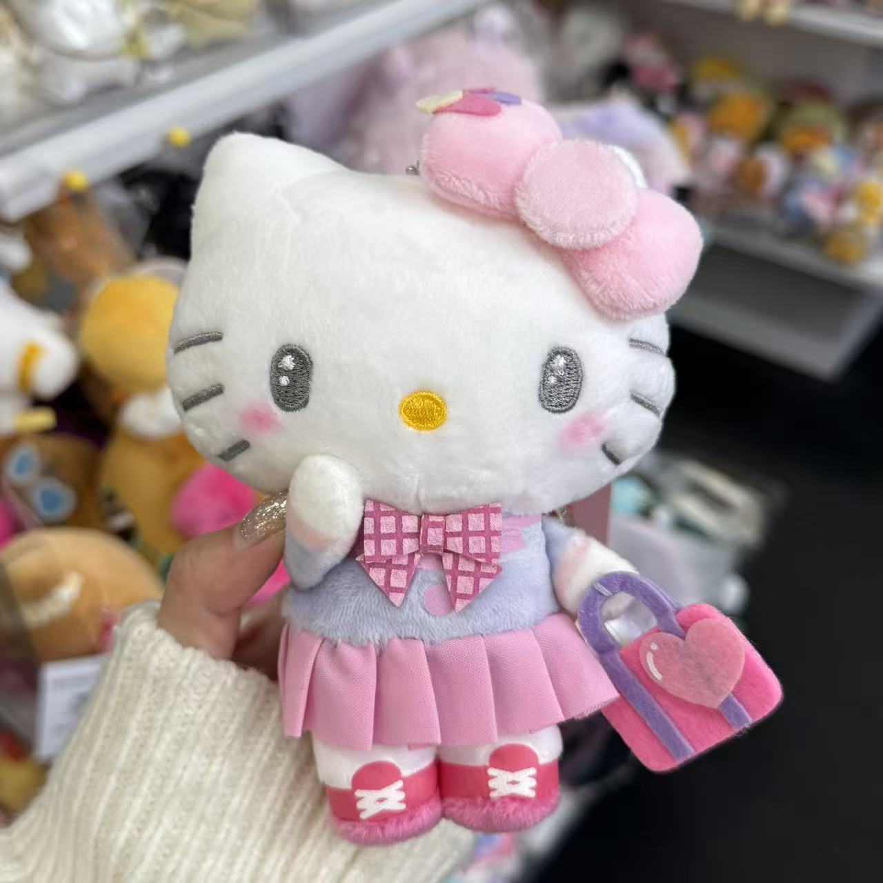 SANRIO x Avail | Hello Kitty Mascot Holder Plush Keychain Bag Charm 50×75×138mm (High School Series Heisei)