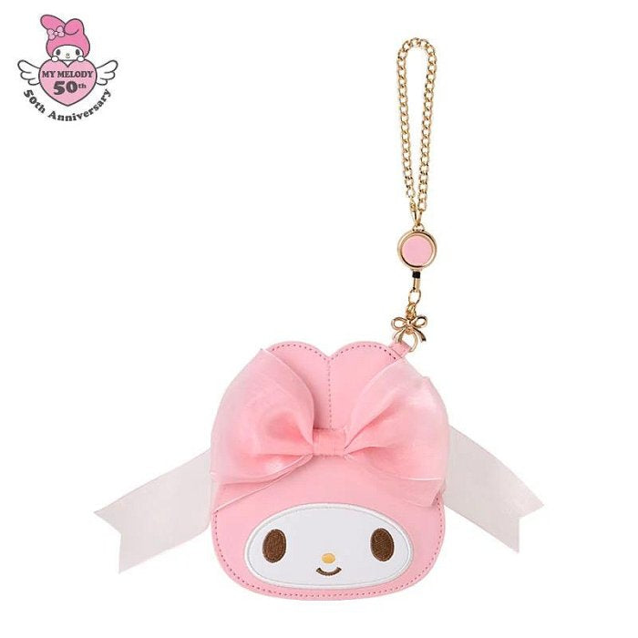 SANRIO | Ribbon Princess My Melody Pass Case with Reel Card Holder 1.6×14.5×13cm (Birthday 50th Anniversary)