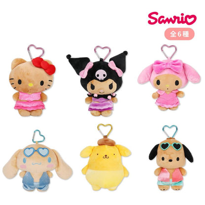 SANRIO | Pom Pom Purin Pompompurin Mini Plush Pouch with Carabiner Keychain Bag Charm 150mm Approx. (Tan Swimsuit Party)