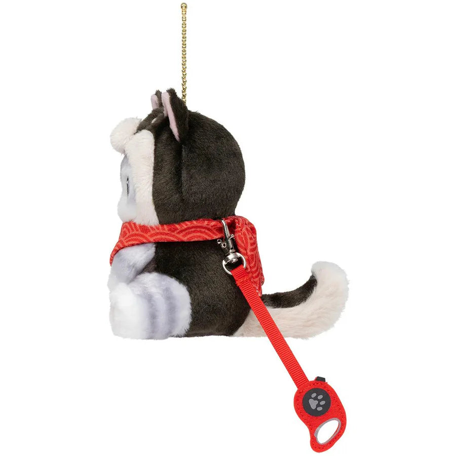 MOFUSAND | Cat Plush Keychain Bag Charm 130×94×120mm (Black Shiba Inu Nyan Bandana)