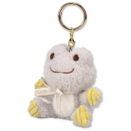 Pickles The Frog | Carabiner Plush Keychain Mascot Holder H9×W9.5×D5.5Cm (Smile Hop Gray Yellow)