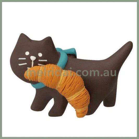 DECOLE | Concombre Yamaneko Figurine Bread Carrying Kitten Croissant 2.8 x 4.4 x 2.4cm - 47316