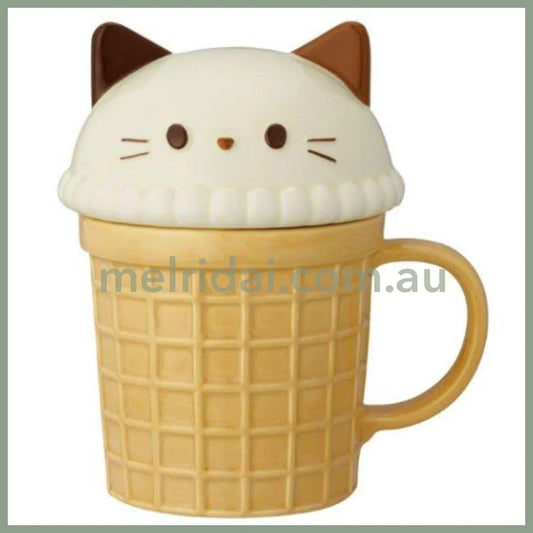 DECOLE | Ice Cream Mug with Lid 350ml Approx. (Cat)