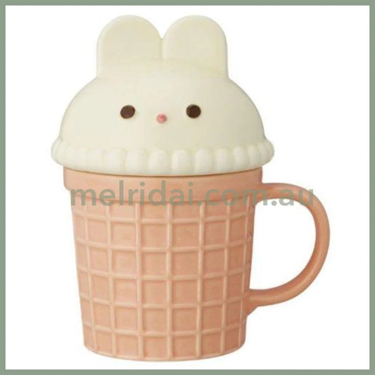 DECOLE | Ice Cream Mug with Lid 350ml Approx. (Rabbit)