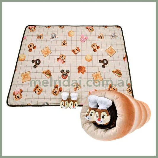 DISNEY | Reversible Blanket with Case 20.5×23×43cm (Chip & Dale: Mickey’s Bakery Roll Bread)