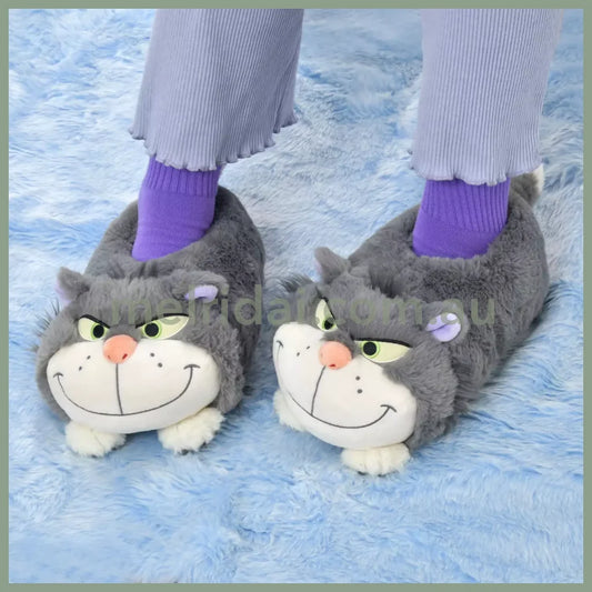 Disney | Lucifer Room Shoes Cinderella Fluffy Plush 23-25Cm Cat Day 东京迪士尼 猫咪日 路西法毛绒拖鞋/家居拖鞋
