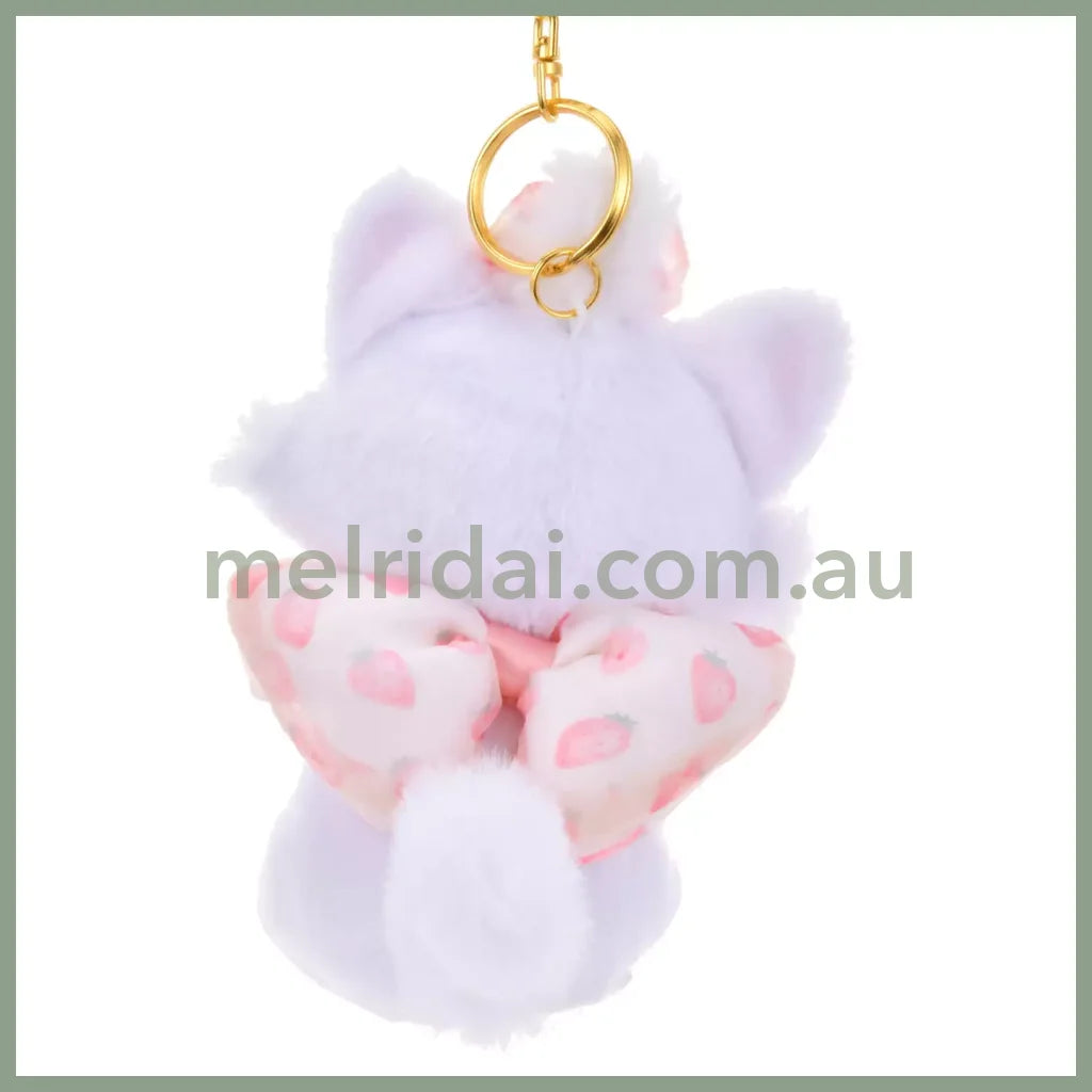 DISNEY | Marie Cat Plush Keychain Mascot Holder H16×W10×D10cm (STRAWBERRY COLLECTION)