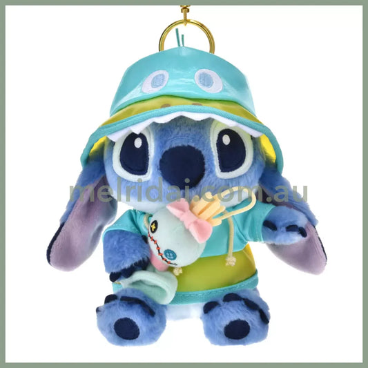 DISNEY | Rainy Season Raincoat Stitch & Scrump Mascot Holder Plush Keychain Bag Charm 15×13.5×12cm
