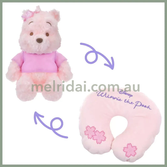 Disney | Tokyo Disney Store Winnie The Pooh Plush Toy 2Way Neck Pillow 31.5×25×21.5Cm (Sakura 2025)