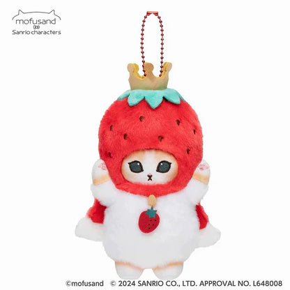 Mofusand X Sanrio | Mascot Holder Keychain Part1 Approx.13Cm 猫福 三丽鸥合作联名款 玩偶挂件/包挂/钥匙链 Strawberry