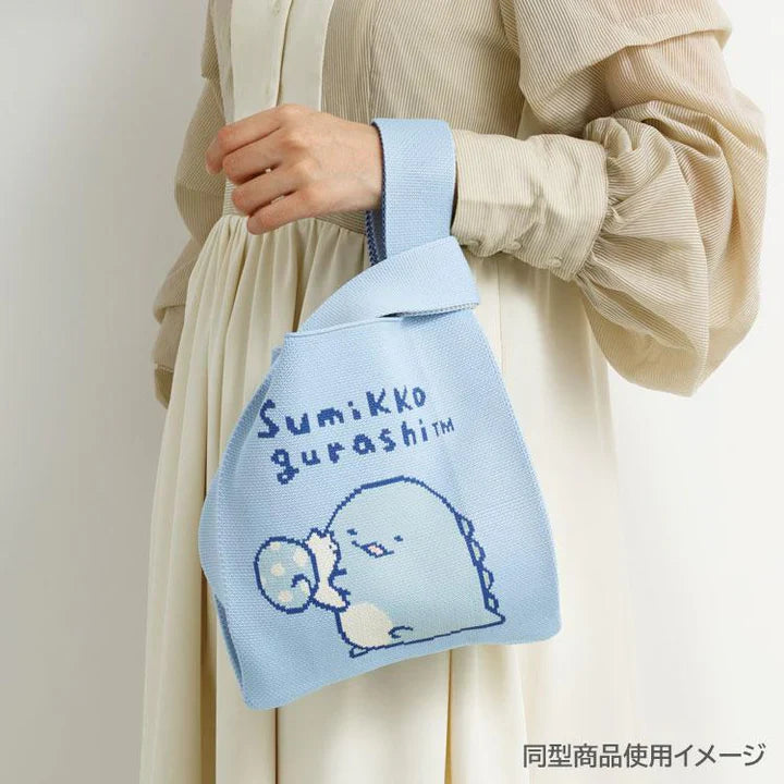 SAN-X | Sumikko Gurashi Ebifurai no Shippo Jacquard Woven Mini Tote Bag Knit Bag 360×200mm(Basic Rilakkuma Flower)