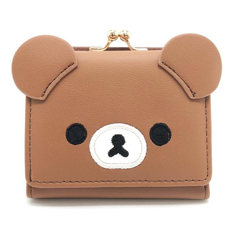 SAN-X | Rilakkuma Chairoikoguma Clasp Trifold Wallet Mini Wallet Clasp Coin Pouch 100x80x30mm