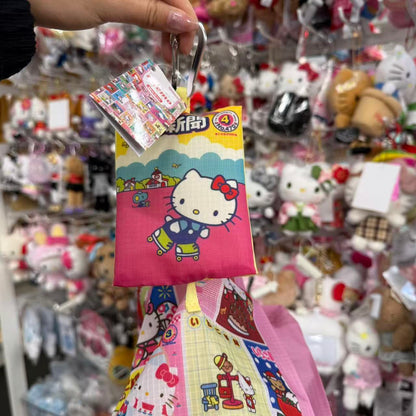 SANRIO | Hello Kitty Foldable Eco Bag Keychain Bag Charm 80×115×30mm (Strawberry Newspaper 50th Anniversary)