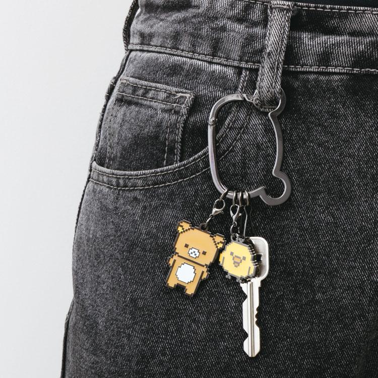 SAN-X | Kiiroitori & Rilakkuma Metal Mascot Carabiner Smart Keychain Key Holder 95×65mm (Rilakkuma Gaming)