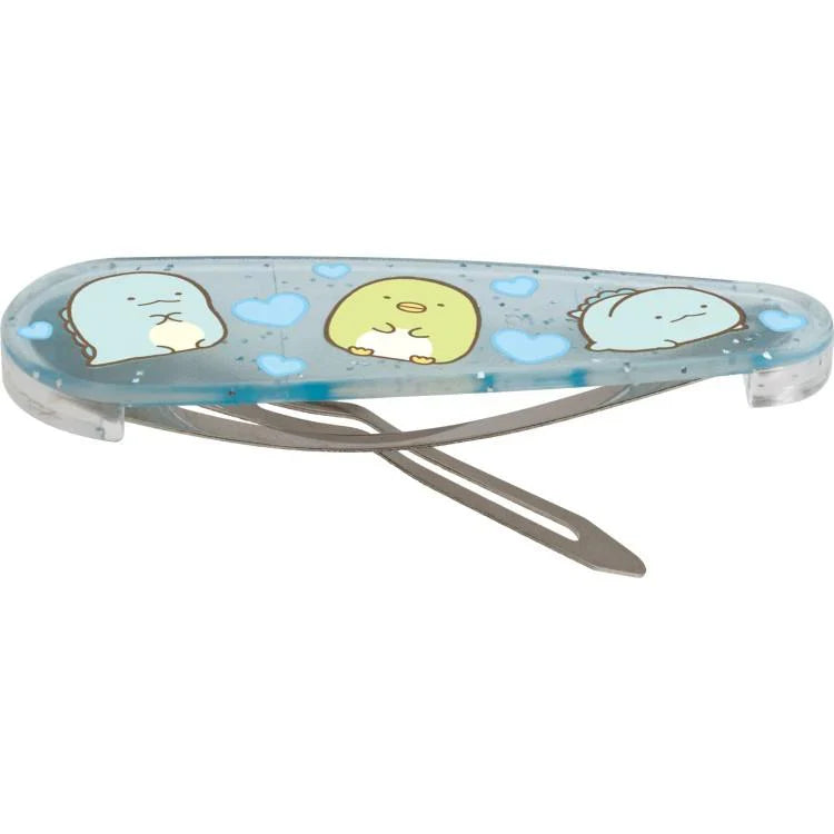 SAN-X | Sumikko Gurashi Penguin ? & Tokage Lizard Hair Clip HairPin Set of Two Clear Different Colors with Glitter 20 x