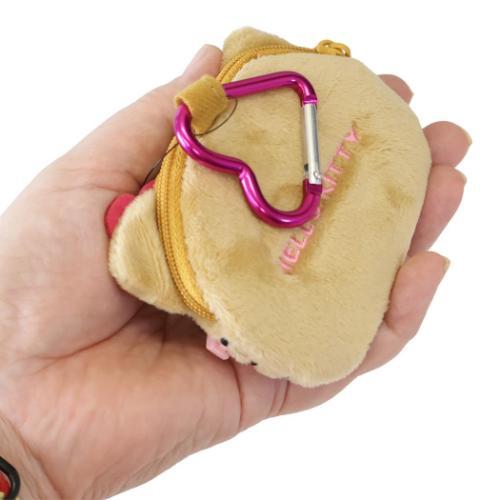 SANRIO | Hello Kitty Face-shaped Pouch with Carabiner Keychain 90×78×20mm (Y2K Gal Tan Sunburned with Glasses)